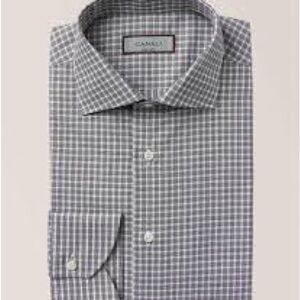 Canali Gray Checkered Dress Shirt